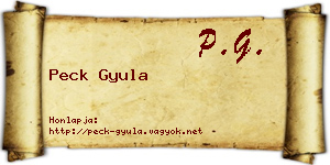 Peck Gyula névjegykártya